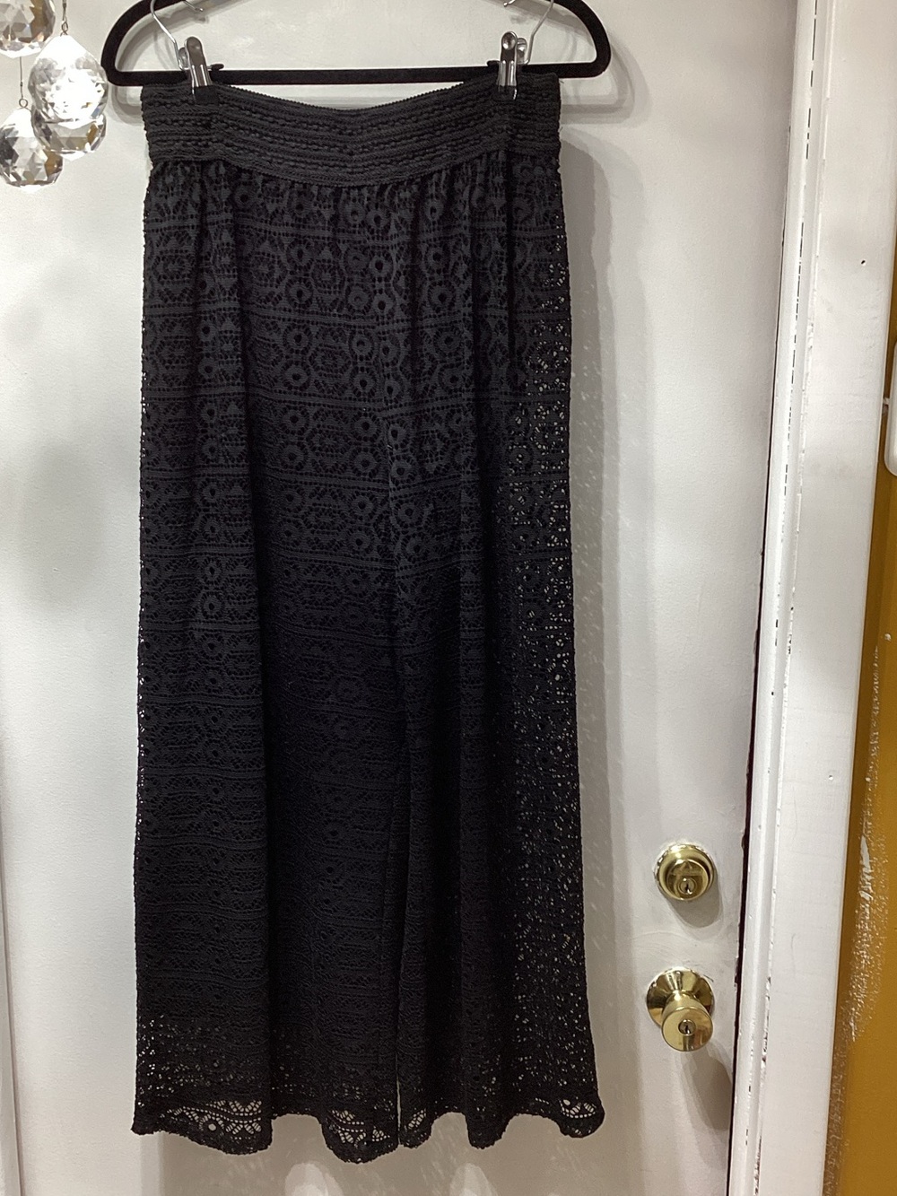 Black Crochet Maxi Skirt with Elastic Waist